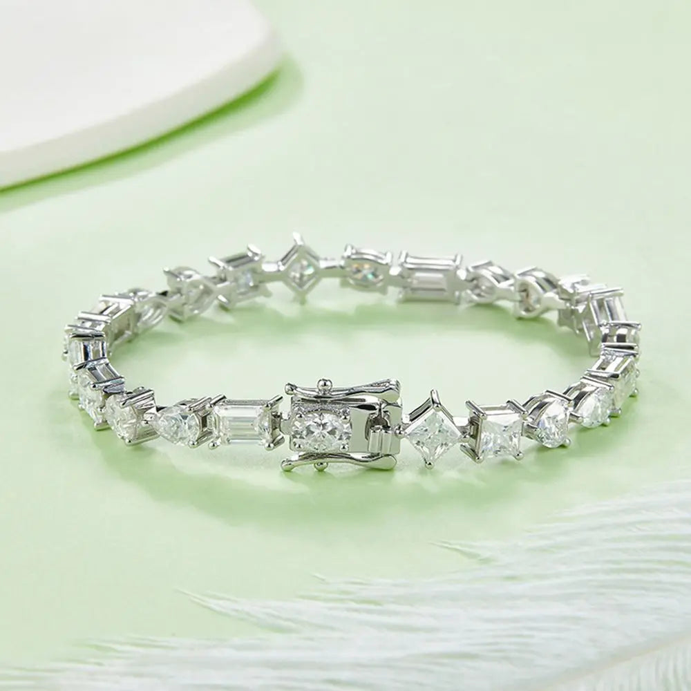 Moissanite Diamonds Tennis Bracelets. Multi-shaped Moissanites.