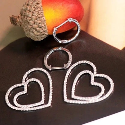 Natural Diamond Earrings. 0.80 Carat. Heart-Shaped Earrings.