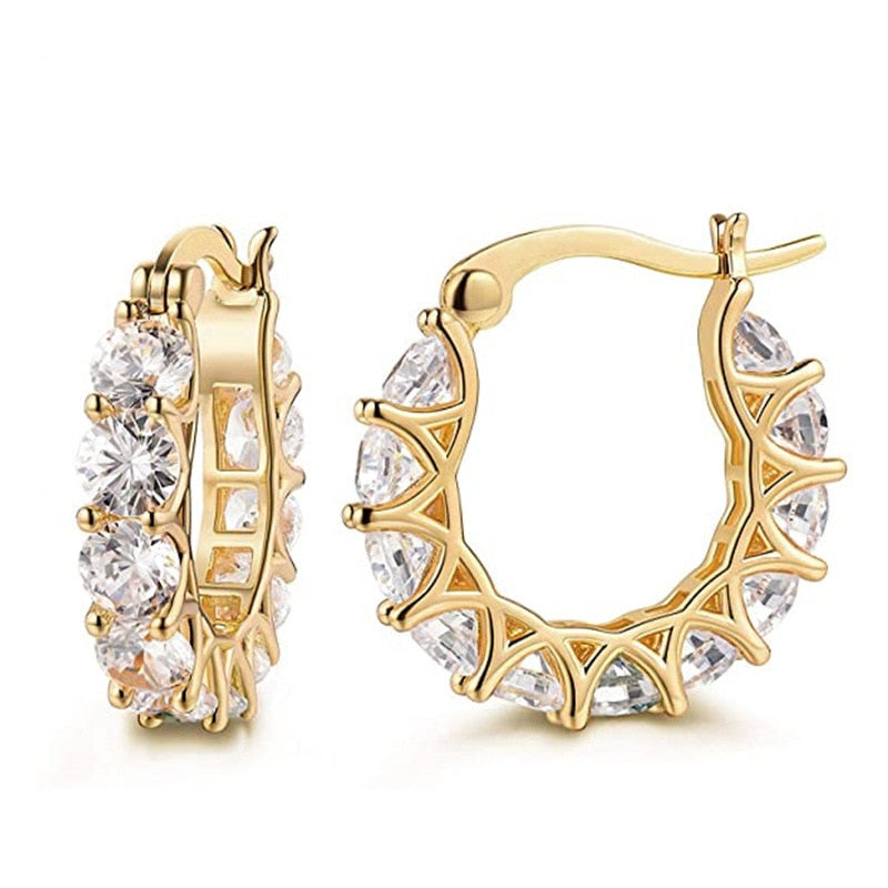 Moissanite Hoop Earrings Total 6.60 Carat D VVS1. 18K Gold Plated Silver