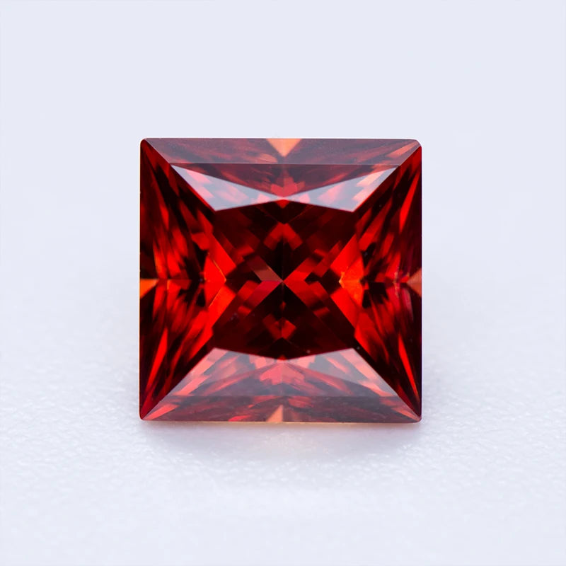 Princess Cut Moissanite Gemstone. Garnet Color. 1.0 To 5.0 carat.