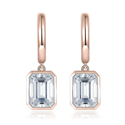 0.80 To 2.0 Carat Emerald Shape Moissanite Drop Earrings.
