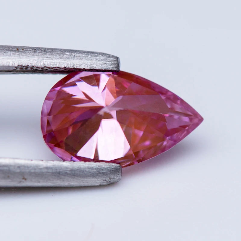 Pear Cut Moissanite. Sakura. Pink Color. 0.50 To 3.0 Carat.