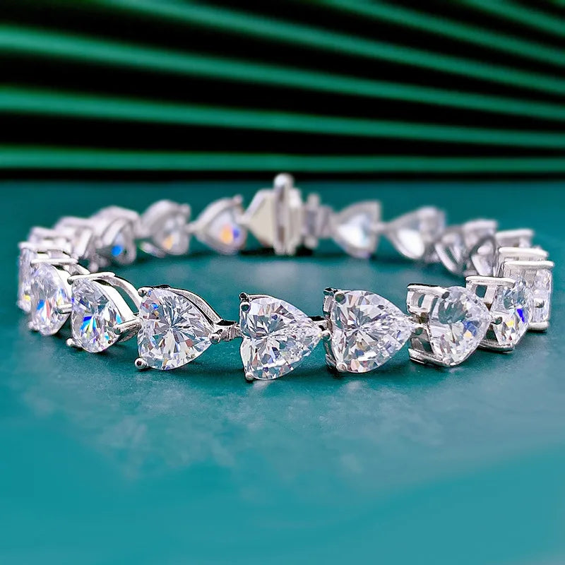 Shop Heart-shaped Moissanite Tennis Bracelets. 15.50 Carat. Genuine Moissanite.