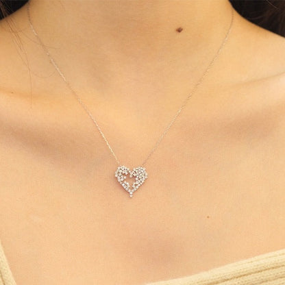 Heart Shaped Diamond Pendant Necklace. 0.70 Carat Natural Diamonds.