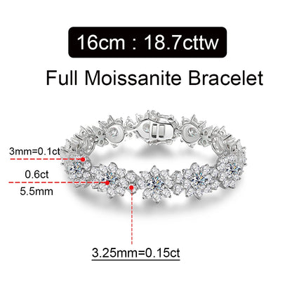 Moissanite Luxurious Jewelry Sets For Women. Necklace Bracelet Earrings.