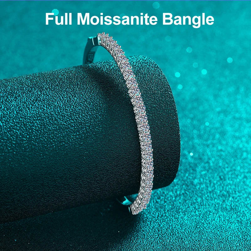 Moissanite Bracelet 2.5mm - 3mm. Platinum Plated Silver.