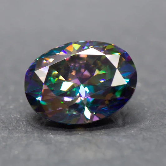 Loose Moissanite Stone. Rainbow Color. Oval Cut. 0.50 To 5.0 Carat.