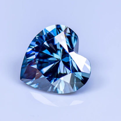 Loose Moissanite. Royal Blue Color. Heart Cut. 1.0 To 5.0 Carat.