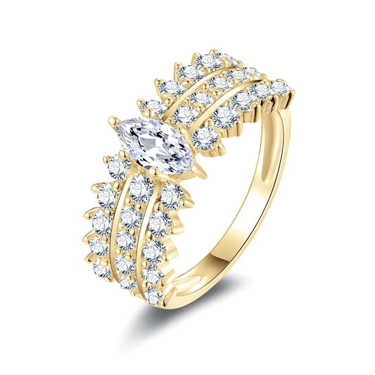 Luxury 10K Gold Moissanite Ring, 4x8mm Marquise Cut.Luxury 10K Gold Moissanite Ring, 4x8mm Marquise Cut.