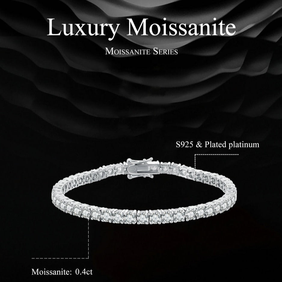 Genuine Moissanite Tennis Bracelets.  4mm D VVS1.