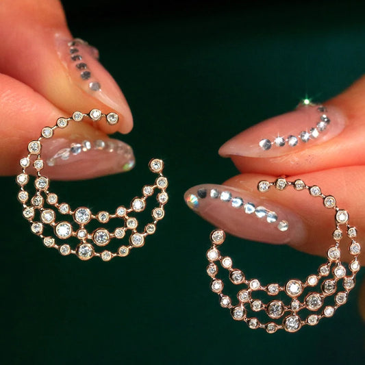 Rose Gold Natural Diamond Earrings. 0.50 Carat. Diamond Jewelry.