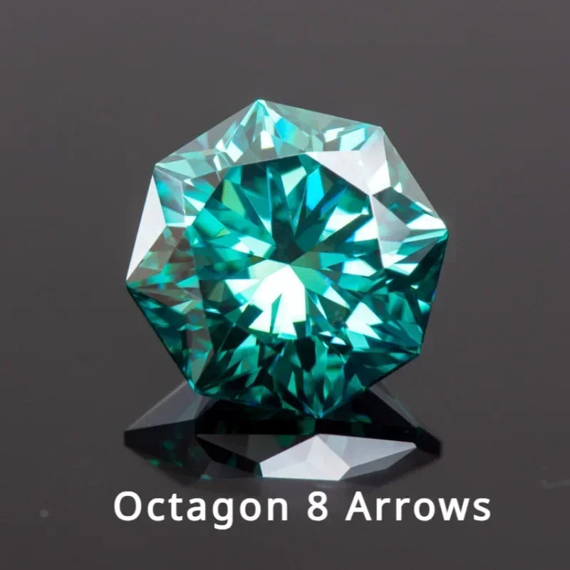 Moissanite Gems. Octagon Shape. Emerald Green Color. 1.0 To 5.0 Carat.