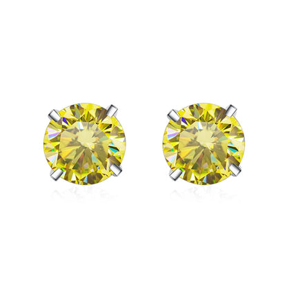 Shop Colored Moissanite Stud Earrings. 1.0 / 2.0 Carat. 18K Gold Plated Silver.