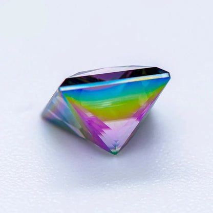 Moissanite Gemstone. Rainbow Color. Princess Cut. 1.0 To 5.0 Carat.