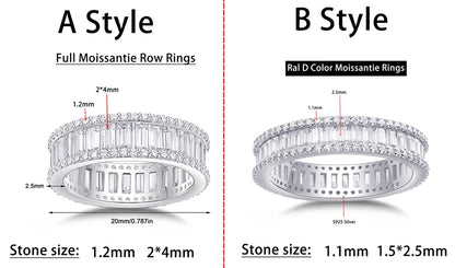 Luxury Emerald Cut Moissanite Eternity Rings.