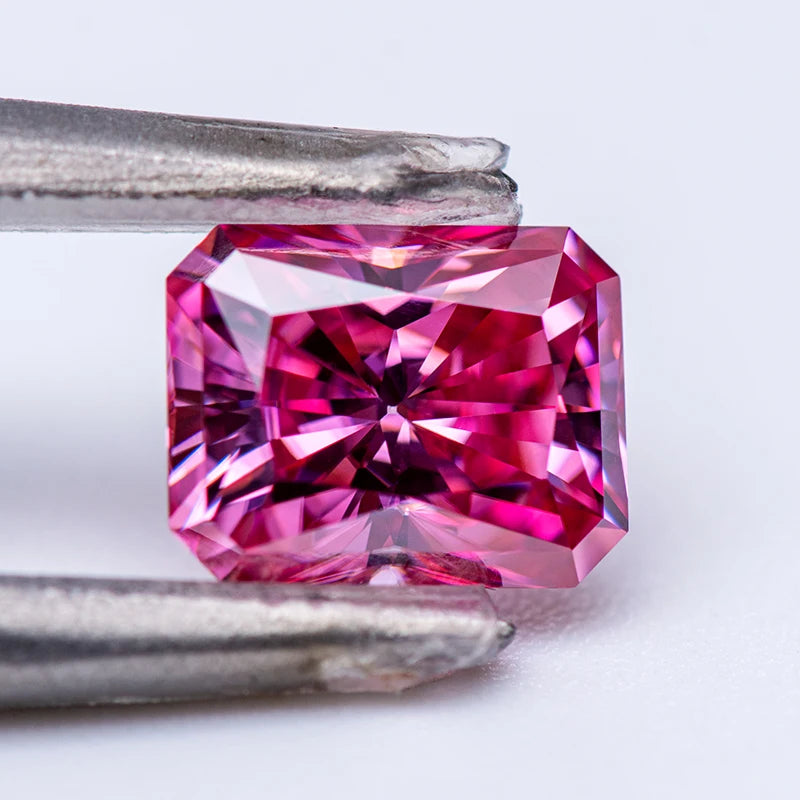 Loose Moissanite Stone. Pink Color. Radiant Cut. 0.50 To 5.0 Carat.