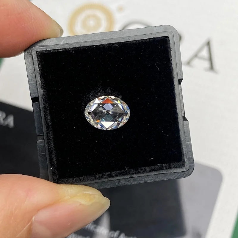 Moissanite Gemstone. Oval Shape Flat Bottom Rose Cut.