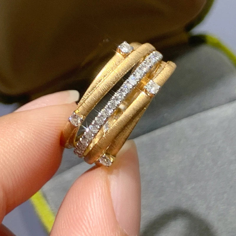 18K Yellow Gold Ring with Real 0.25ct Diamonds.