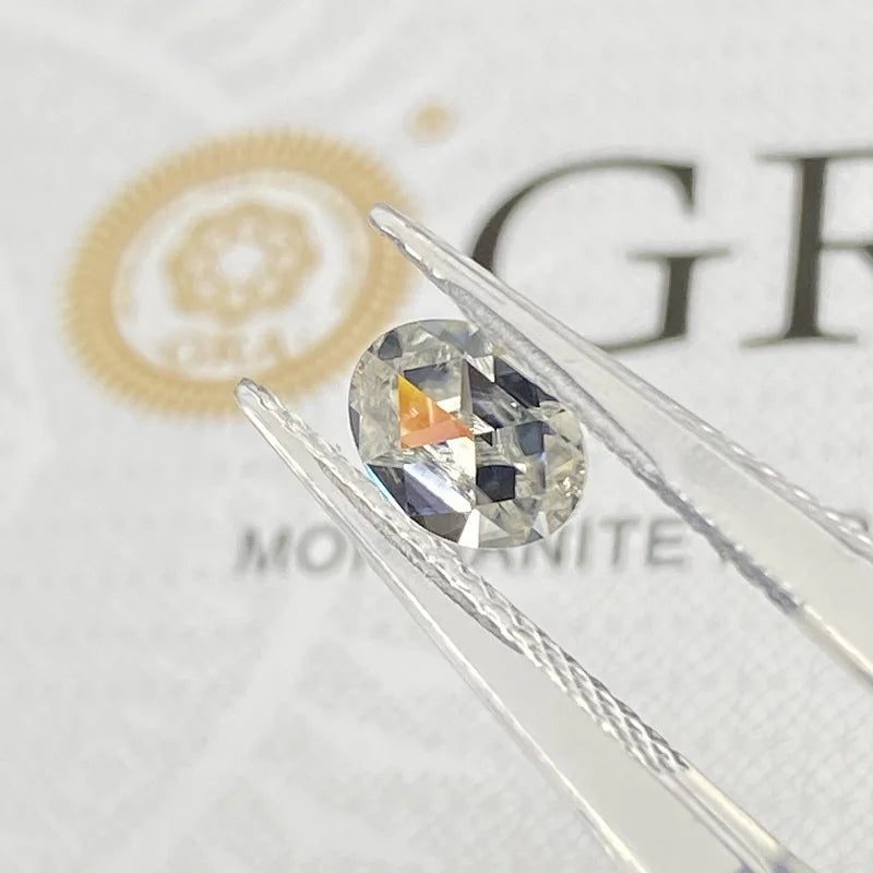 Moissanite Gemstone. Oval Shape Flat Bottom Rose Cut.