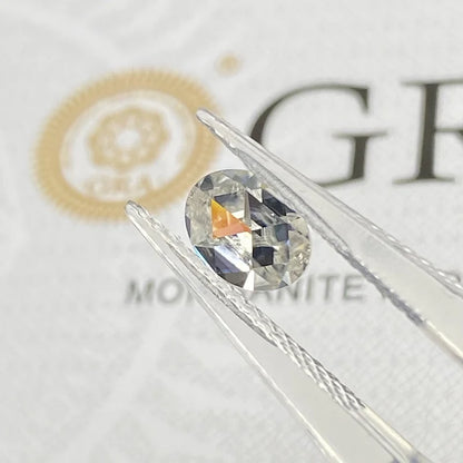 Moissanite Gemstone. Oval Shape Flat Bottom Rose Cut.