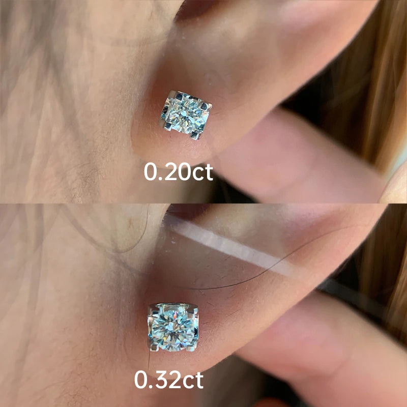 Real Diamonds Classic Round Shape Stud Earrings. 18K White Gold.