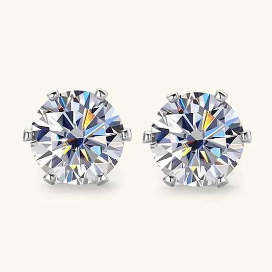 Moissanite Stud Earrings. Genuine Moissanite 0.30 To 3.0 Carat D VVS1.