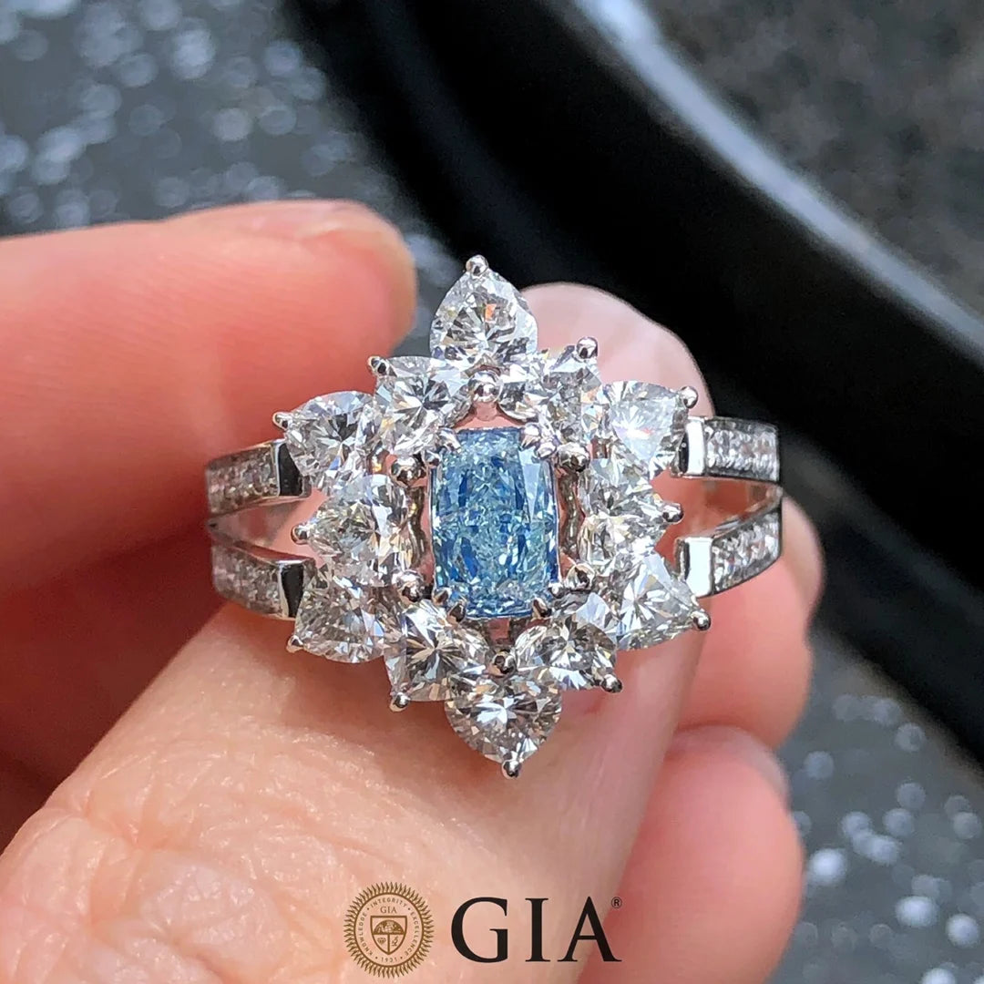 Natural Light Blue Diamond Engagement