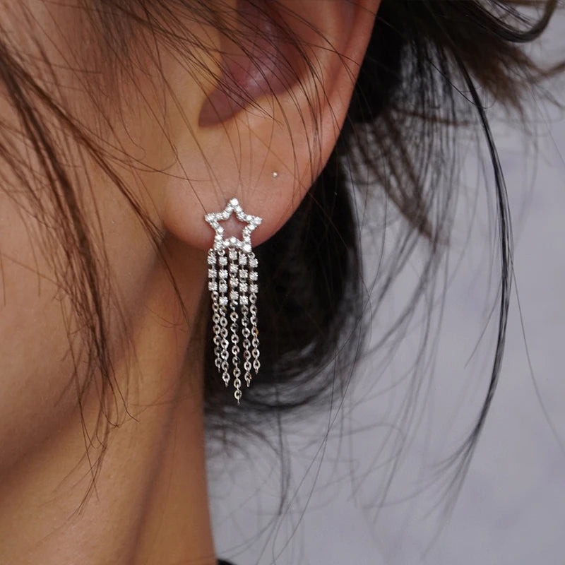 Diamond Earrings. 0.56 Carat. Star Shaped Natural Diamond Earrings.