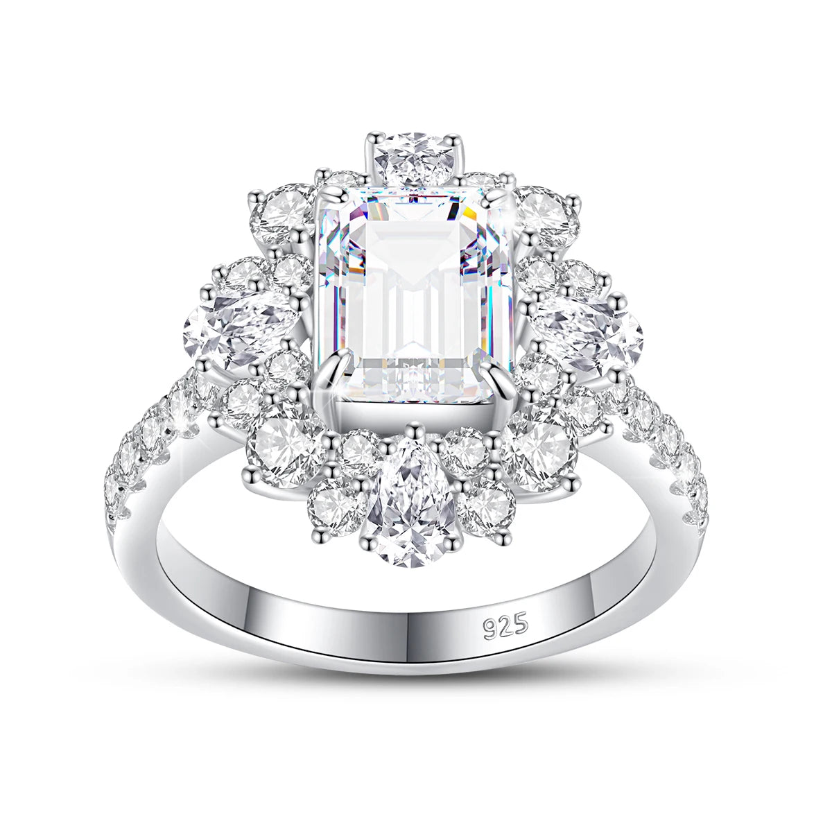 Luxury Moissanite Engagement Ring - 7*9mm 3.0 Carat Emerald Cut.
