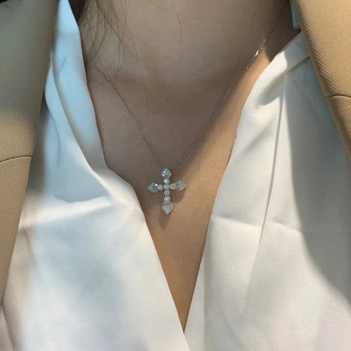 Diamond Cross Pendant. 0.40 Carat. Natural Diamond Jewelry.