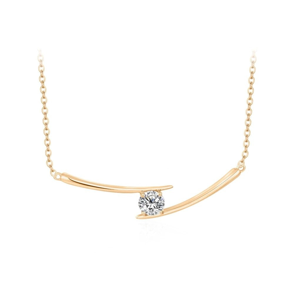 Elegant Moissanite Necklace for Women. 0.50 Carat D VVS1. 10K Gold.