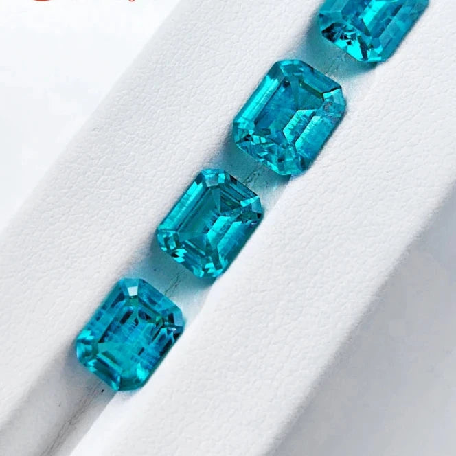 Cushion Shape Lab-Grown Garnet - Paraiba Tourmaline Color.