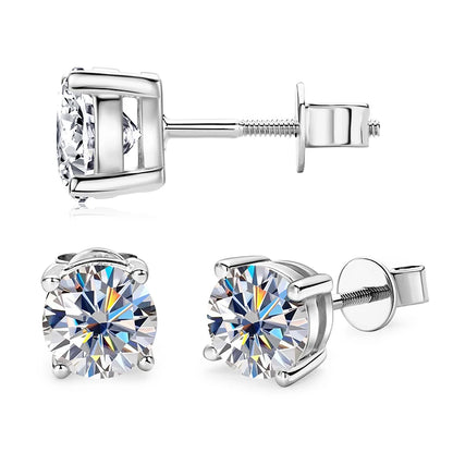 Gold Moissanite Earrings. Screw Back Earrings. 7mm - 1.20ct