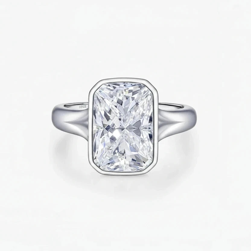 4.50CT D Color Moissanite Rectangle Ring in 925 Sterling Silver