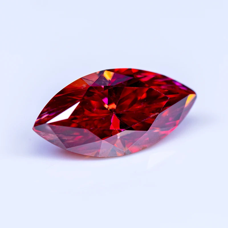 Marquise-Cut Loose Moissanite. Watermelon Red Color. 0.10 To 2.0 Carat.