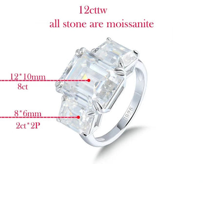 Shop Moissanite Engagement Rings. 12.0 Carat. Emerald Cut.