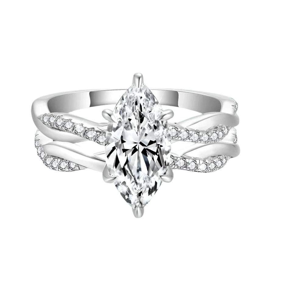 2 Carat Marquise Cut Moissanite Ring Set.
