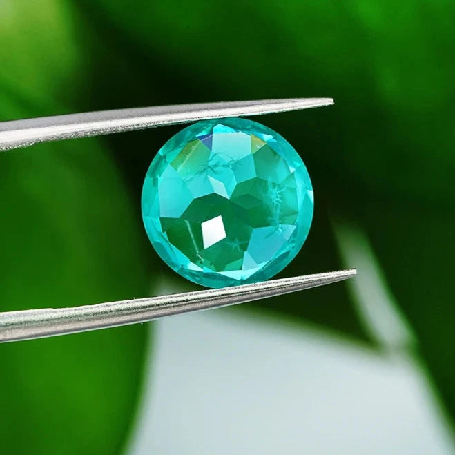 Round Shape Lab-Grown Garnet. Paraiba Tourmaline Color