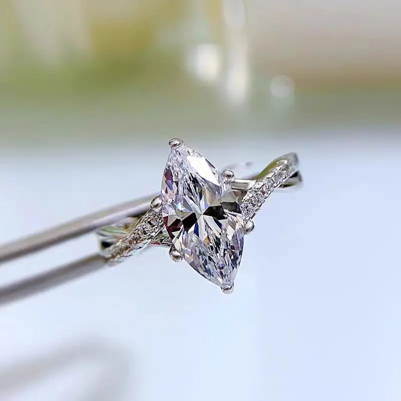 2 Carat Marquise Cut Moissanite Ring Set.
