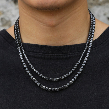 Genuine Black Moissanite Tennis Necklaces, Bracelets.