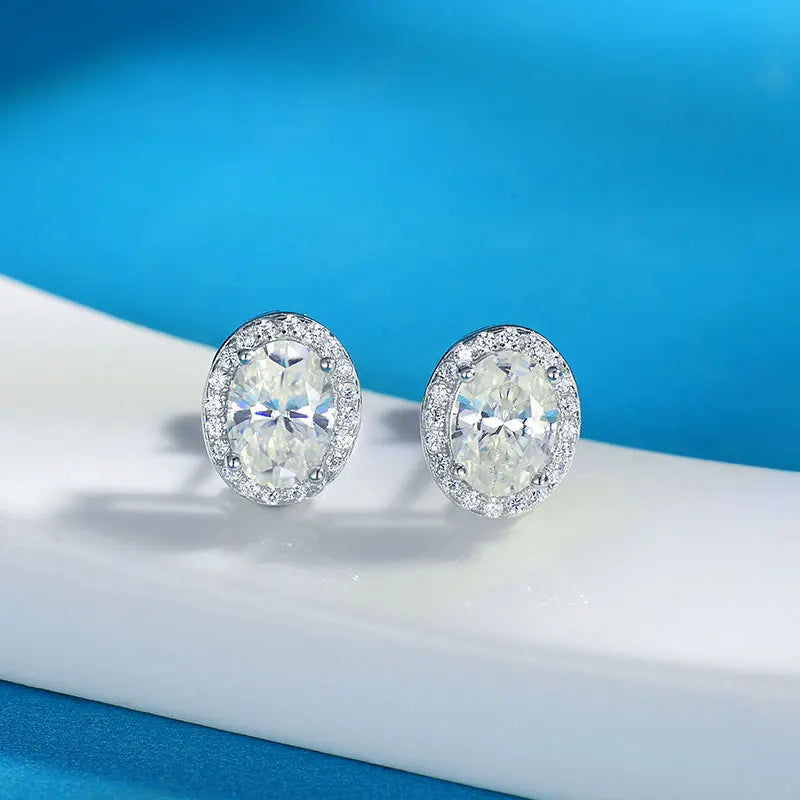 Shop For Oval Moissanite Earrings. 2.0 Carat. D VVS1.