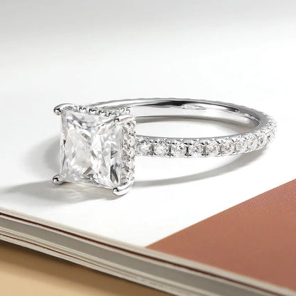 Princess Cut Moissanite Engagement Rings. 2.60 Carat D VVS1. Certified.