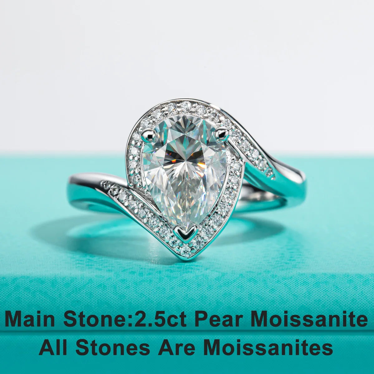 Luxury Moissanite Engagement Rings. 2.50 Carat. All Moissanite Stones.