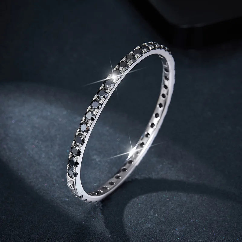 Black Moissanite Diamond Bangle. 4mm Genuine Moissanite.