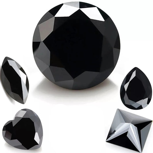 Black Loose Moissanite Gemstones. All Shapes Loose Black Moissanite.