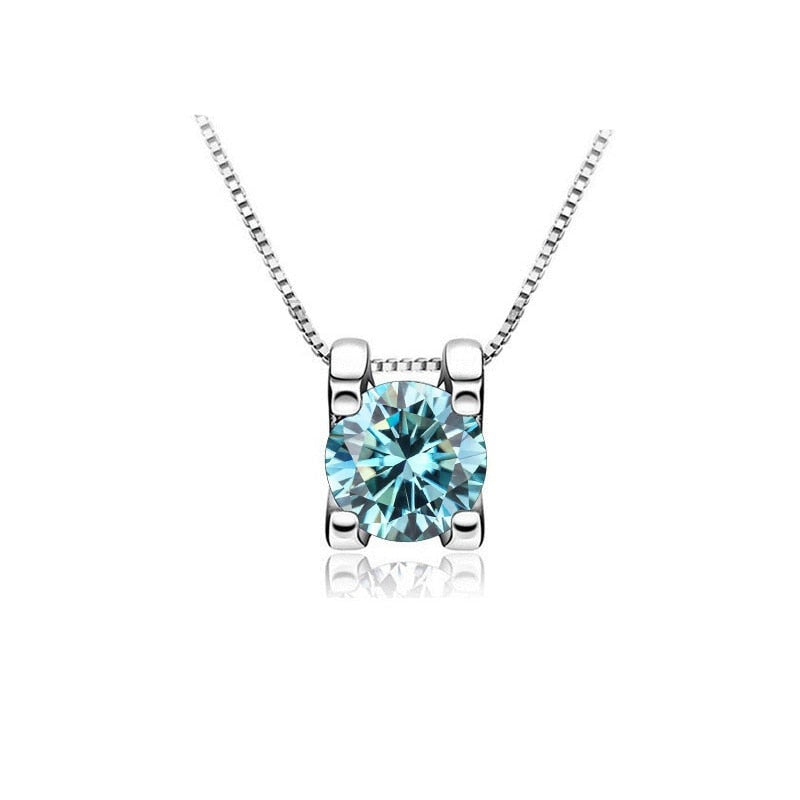 2.0 Carat Moissanite Pendant Necklace 18 K White Gold Plated Silver
