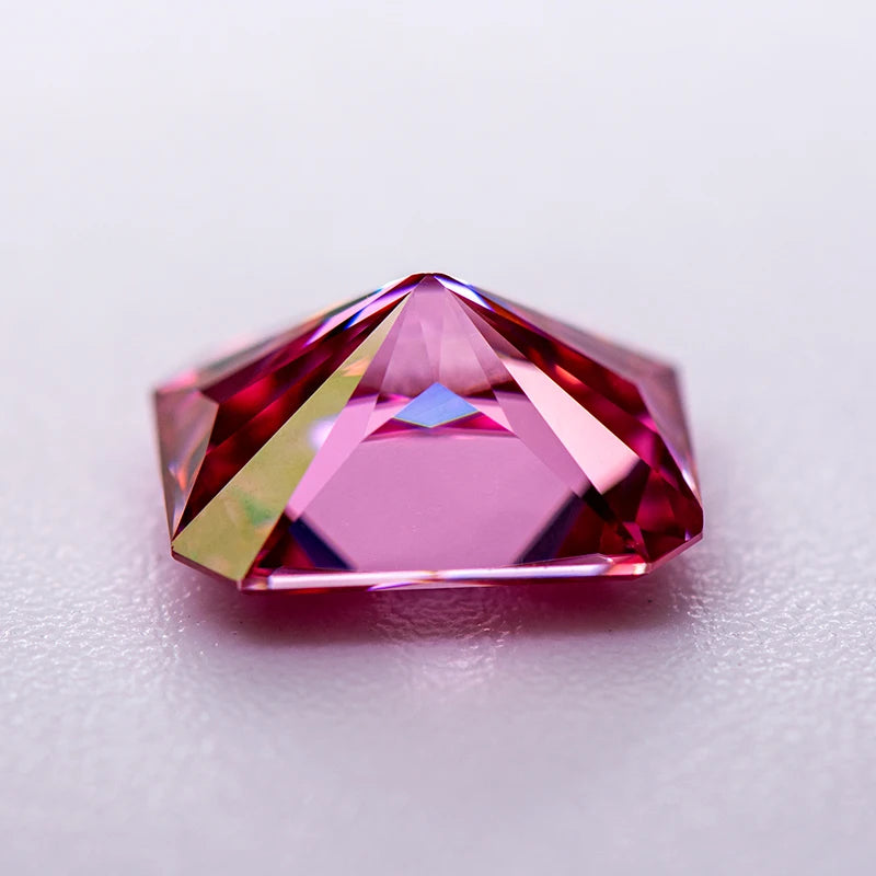 Loose Moissanite Stone. Pink Color. Radiant Cut. 0.50 To 5.0 Carat.