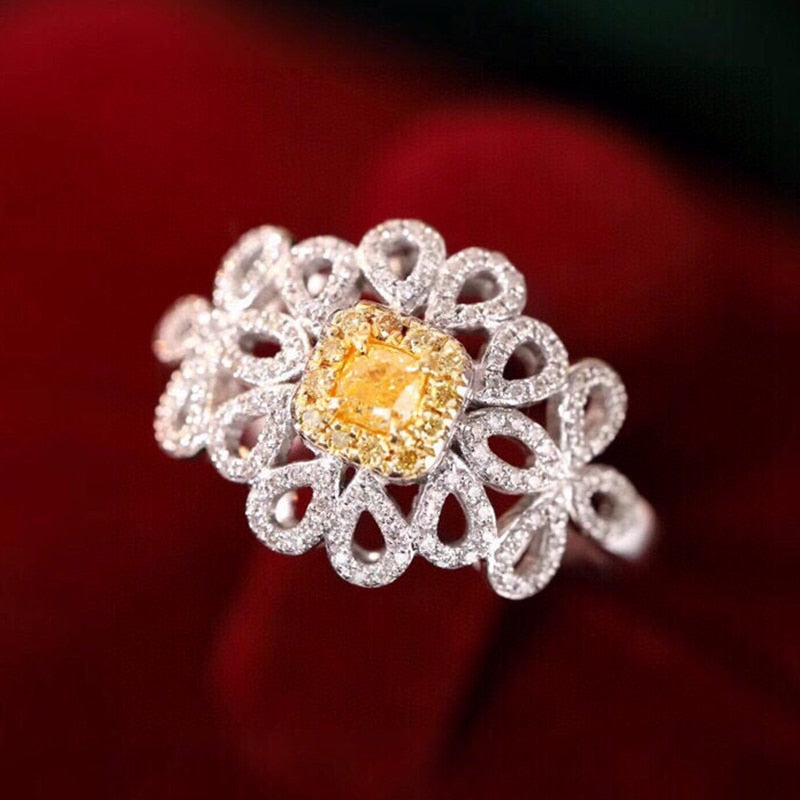 Luxury Natural Diamond Engagement Rings. Yellow Diamond. White Diamond.