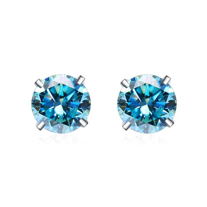 Shop Colored Moissanite Stud Earrings. 1.0 / 2.0 Carat. 18K Gold Plated Silver.