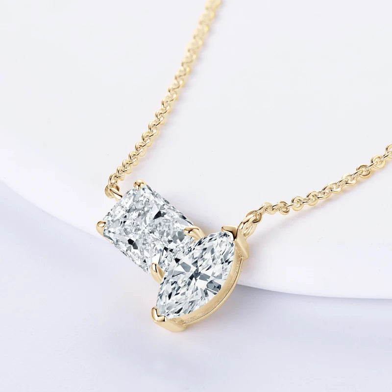 Radiant & Marquise Cut Moissanite Pendant Necklace - 3.0 Carat.
